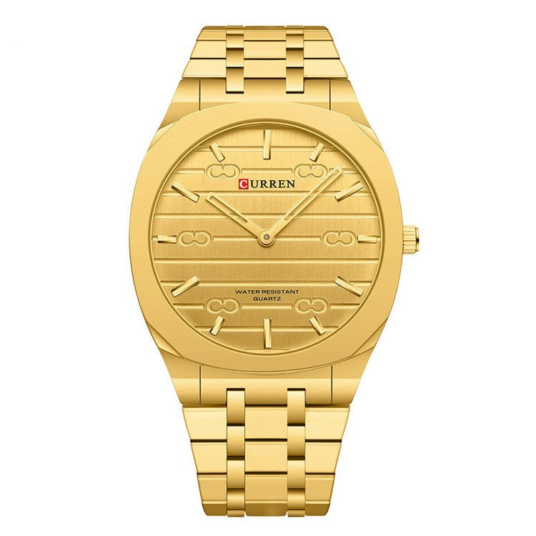 Steel Watch with Simple Calendar – Large Dial Ultra-Thin Minimalist Timepiece
