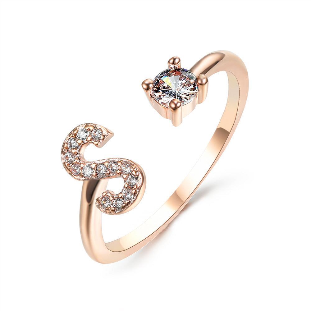 Adjustable 26 Initial Letter Ring – Simple & Elegant Fashion Jewelry for Women