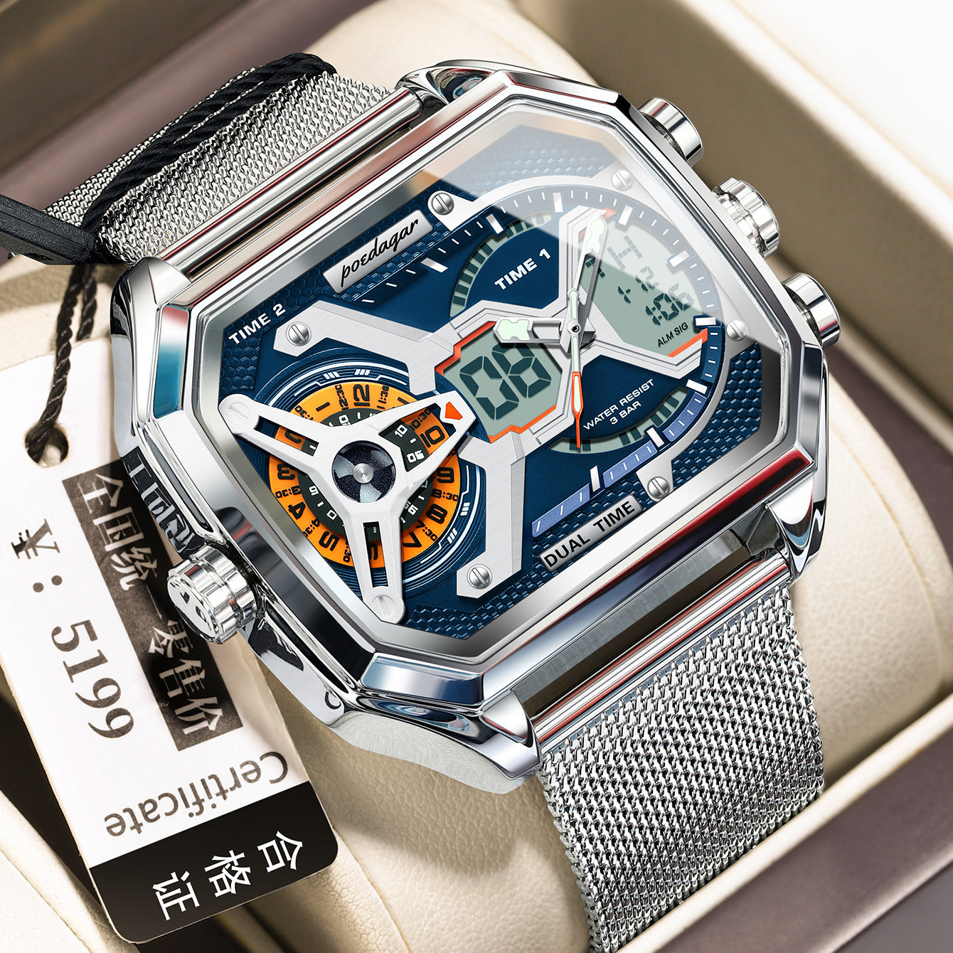 Multifunctional Waterproof Luminous Men’s Watch – Sporty Digital Timepiece