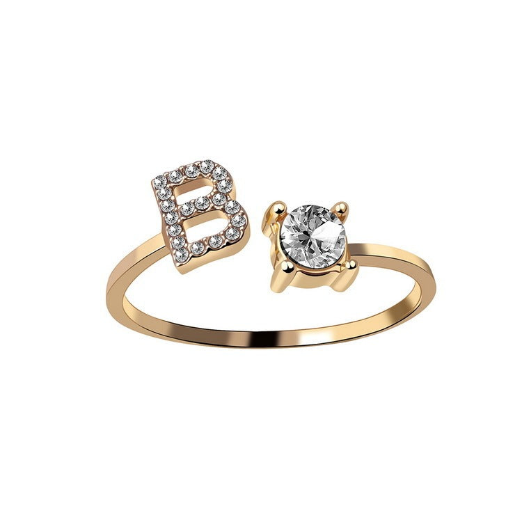 Adjustable 26 Initial Letter Ring – Simple & Elegant Fashion Jewelry for Women