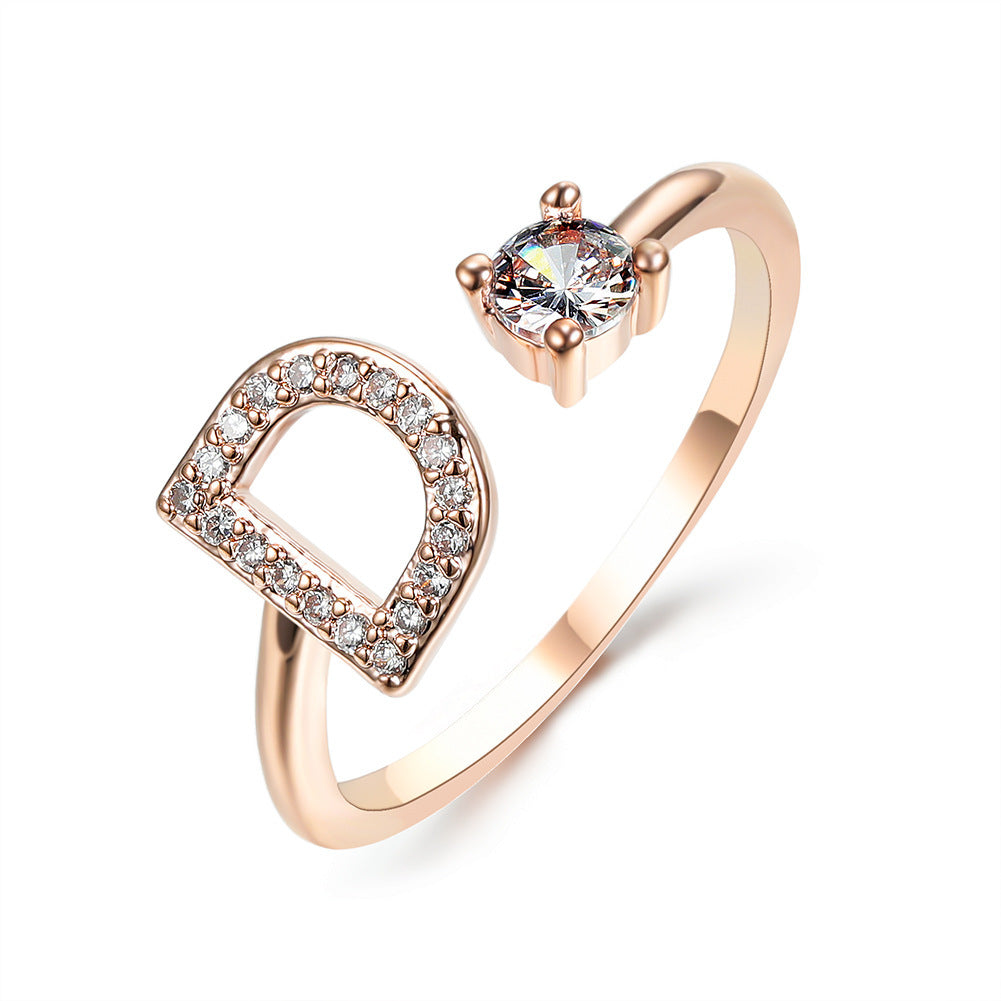 Adjustable 26 Initial Letter Ring – Simple & Elegant Fashion Jewelry for Women