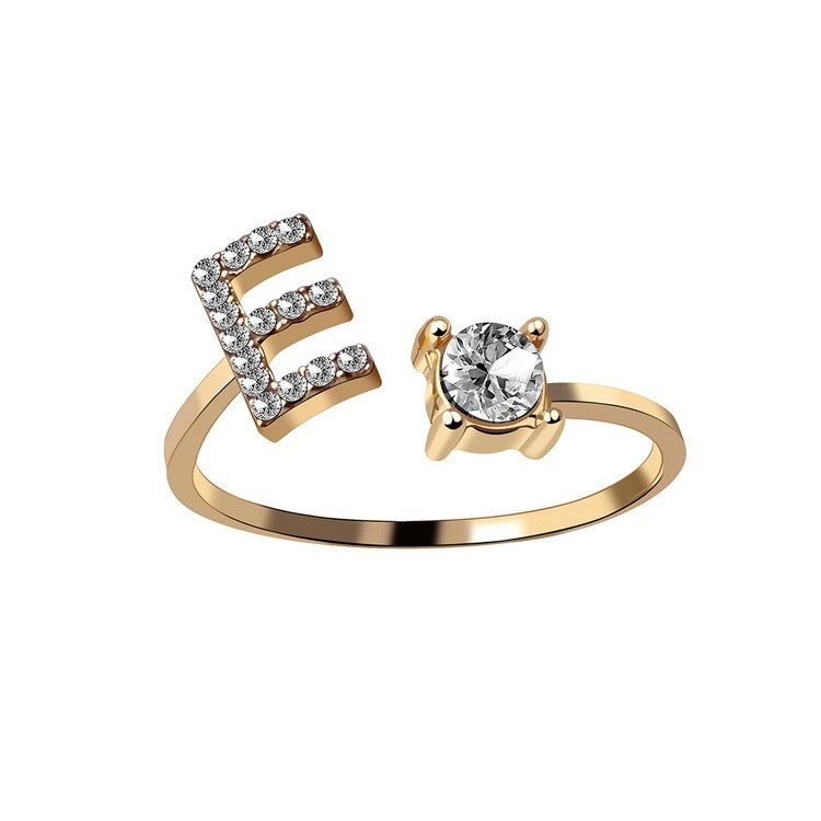 Adjustable 26 Initial Letter Ring – Simple & Elegant Fashion Jewelry for Women