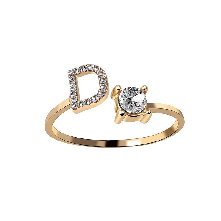 Adjustable 26 Initial Letter Ring – Simple & Elegant Fashion Jewelry for Women
