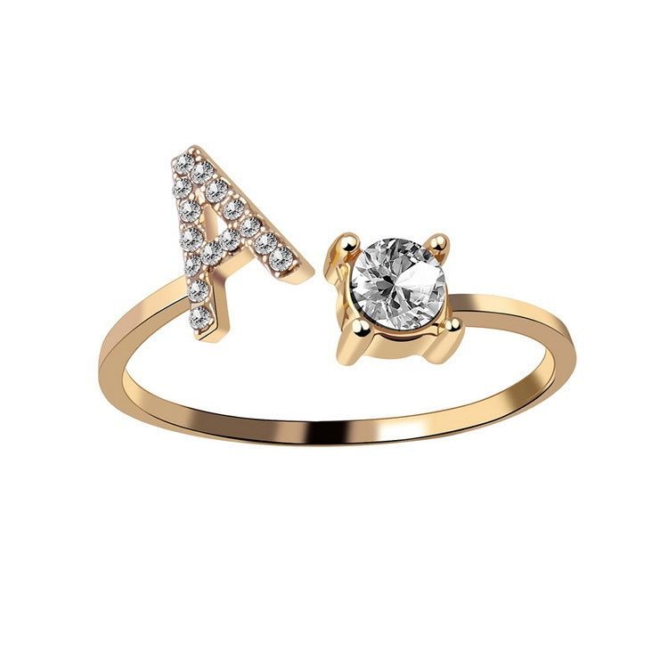 Adjustable 26 Initial Letter Ring – Simple & Elegant Fashion Jewelry for Women