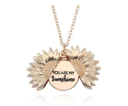 Sunflower Double Lettering Necklace – Inspirational Sunflower Pendant Jewelry for Women