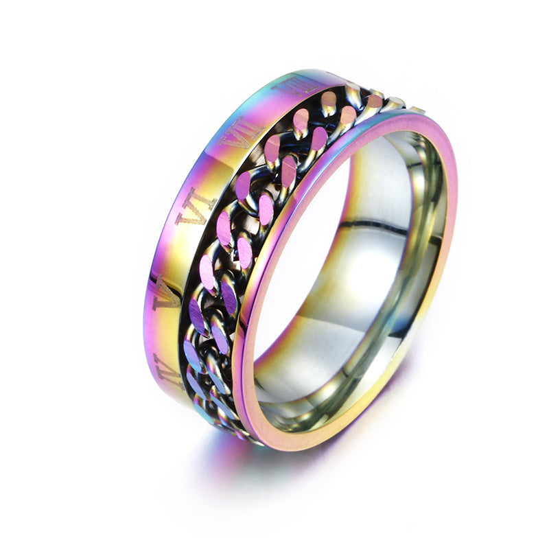 Roman Letter Rotatable Ring – Titanium Steel Digital Spinner & Bottle Opener Ring for Men & Couples