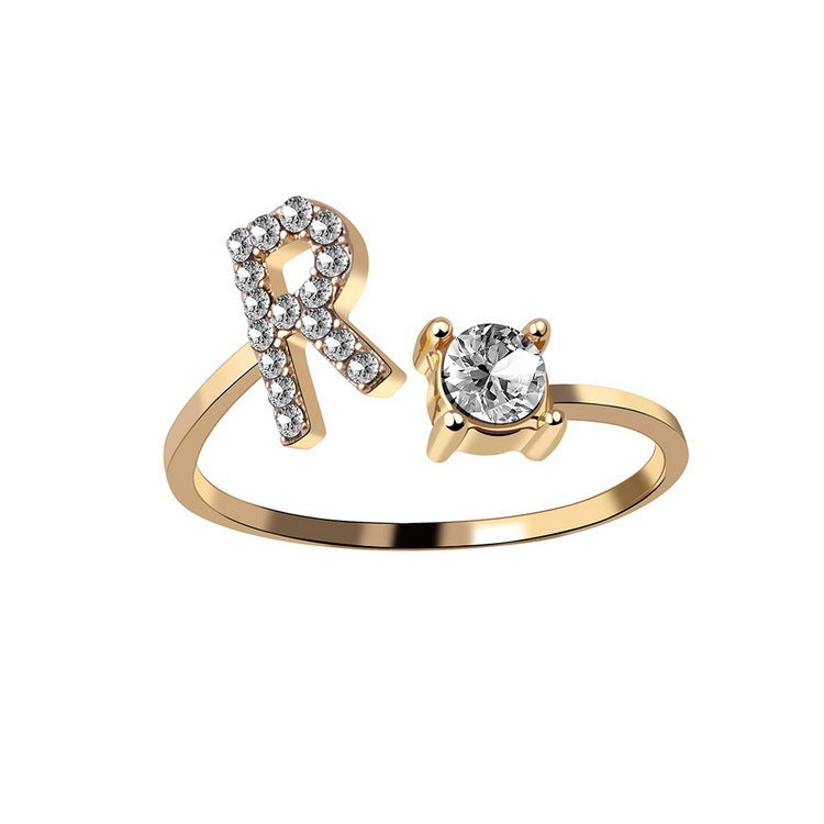 Adjustable 26 Initial Letter Ring – Simple & Elegant Fashion Jewelry for Women