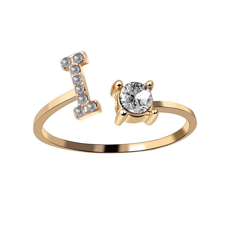 Adjustable 26 Initial Letter Ring – Simple & Elegant Fashion Jewelry for Women