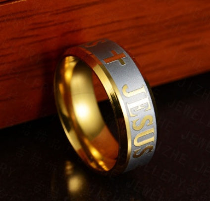 Jesus Cross Stainless Steel Ring – Religious Christian Jewelry for Men & Women