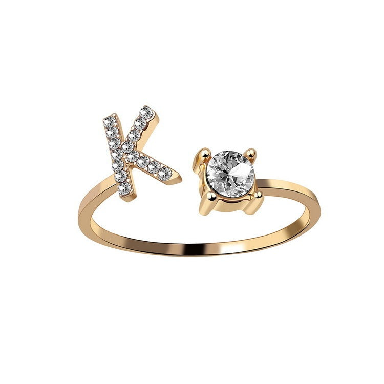 Adjustable 26 Initial Letter Ring – Simple & Elegant Fashion Jewelry for Women
