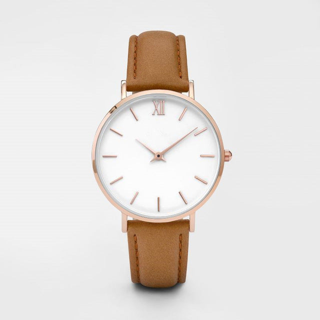Fashion Women’s Leather Quartz Watch – Elegant Ladies Wristwatch with Stylish Design