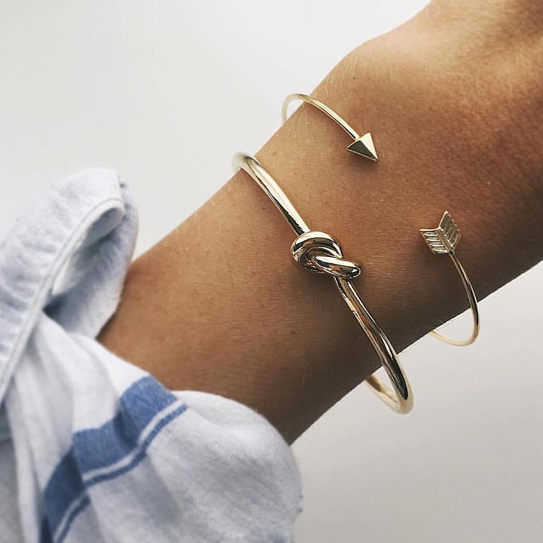 Women’s Vintage Cuff Bracelet – Arrow Knotted Adjustable Bangle Jewelry