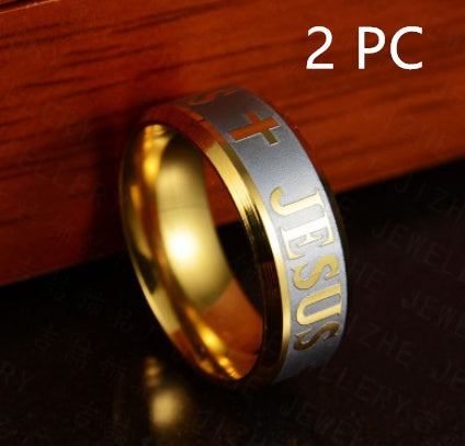 Jesus Cross Stainless Steel Ring – Religious Christian Jewelry for Men & Women