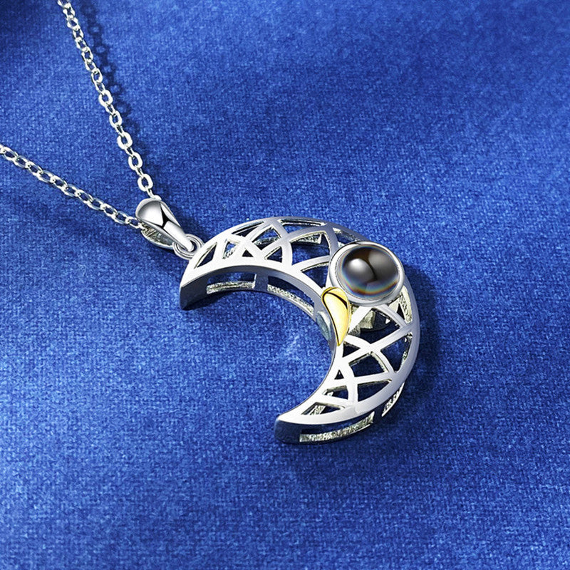 Love You to the Moon and Back Necklace – Romantic Crescent Moon Pendant for Women
