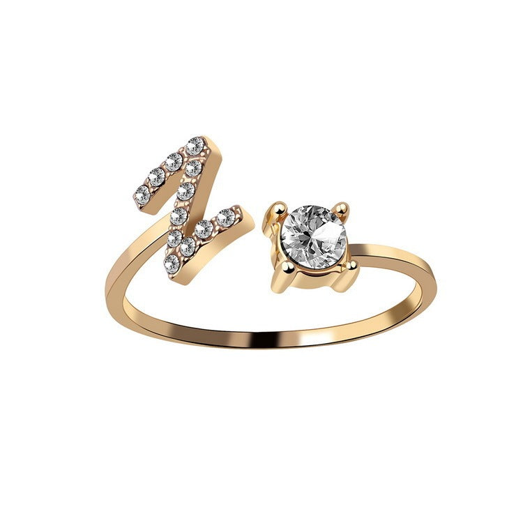 Adjustable 26 Initial Letter Ring – Simple & Elegant Fashion Jewelry for Women
