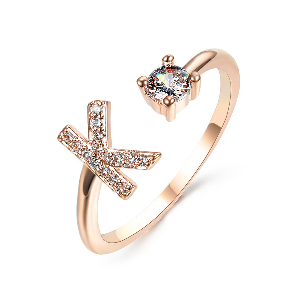 Adjustable 26 Initial Letter Ring – Simple & Elegant Fashion Jewelry for Women