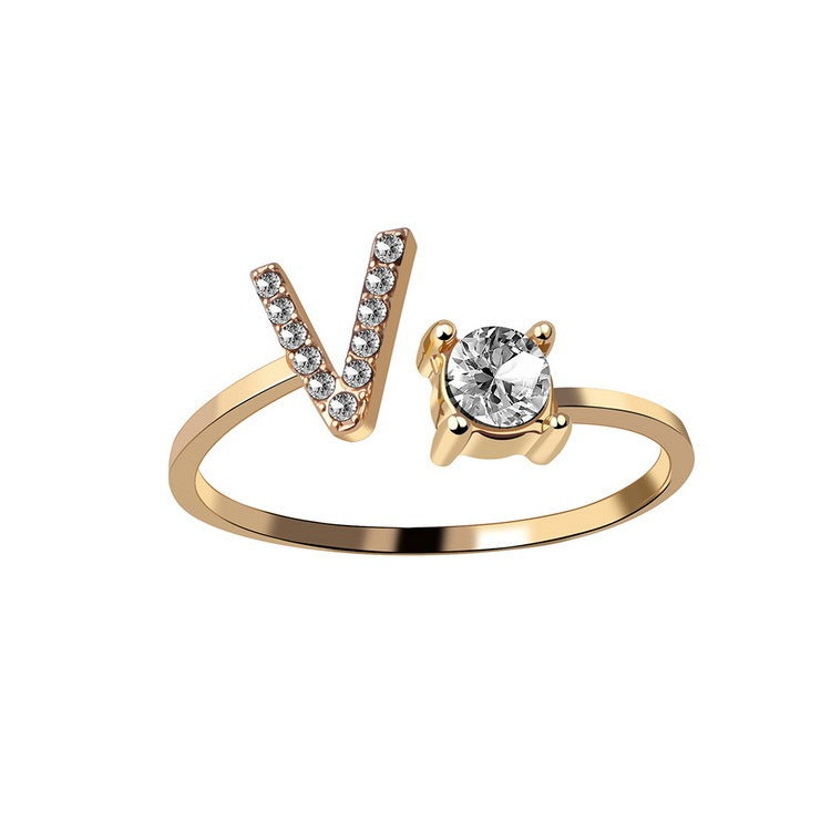 Adjustable 26 Initial Letter Ring – Simple & Elegant Fashion Jewelry for Women