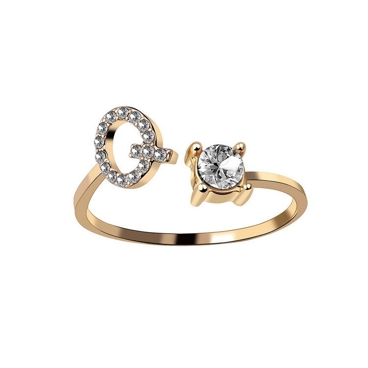 Adjustable 26 Initial Letter Ring – Simple & Elegant Fashion Jewelry for Women