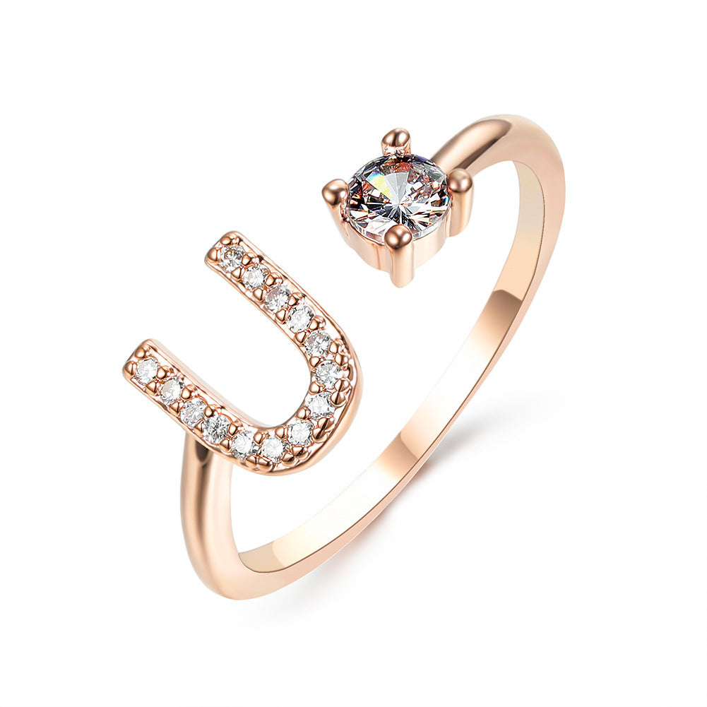 Adjustable 26 Initial Letter Ring – Simple & Elegant Fashion Jewelry for Women