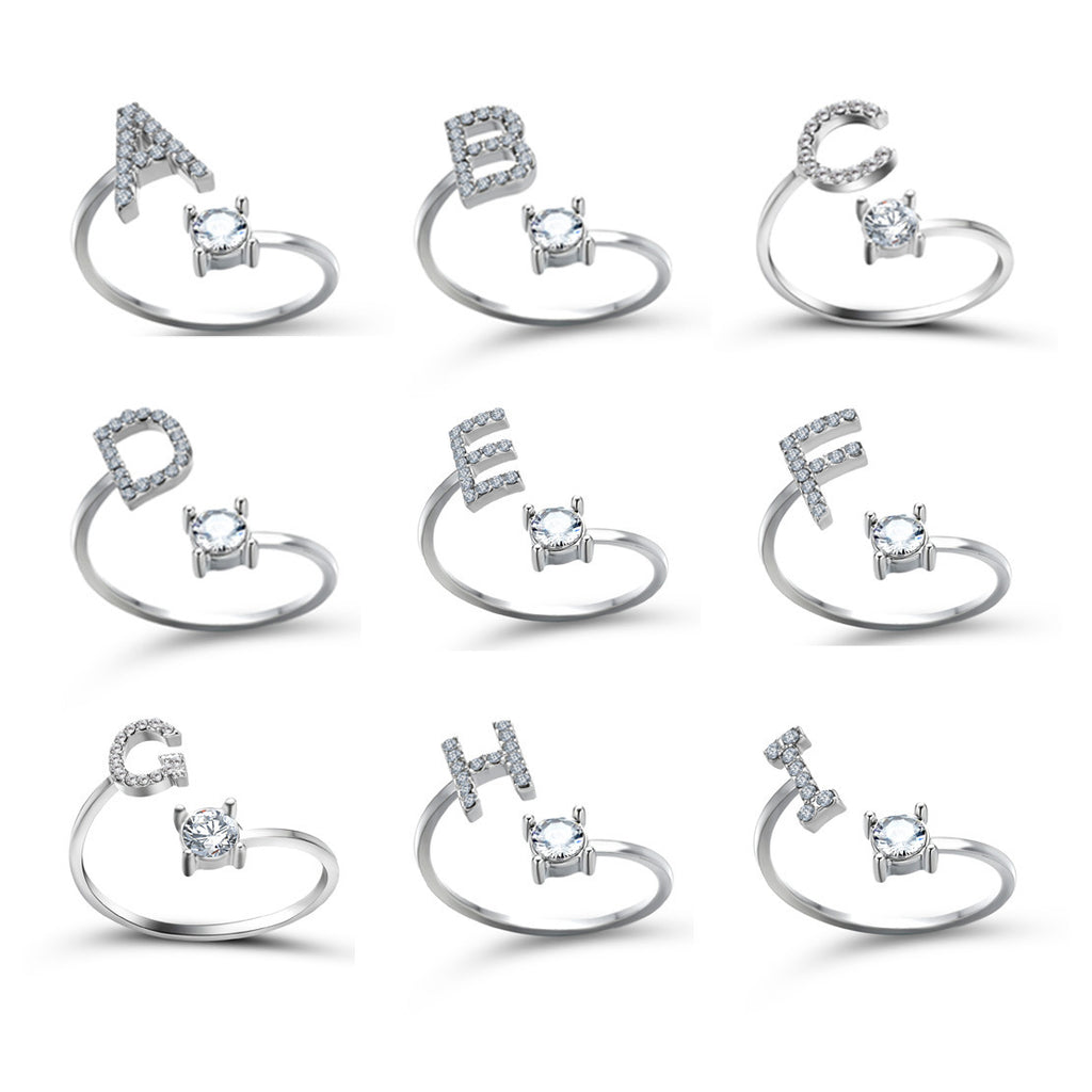 Adjustable 26 Initial Letter Ring – Simple & Elegant Fashion Jewelry for Women
