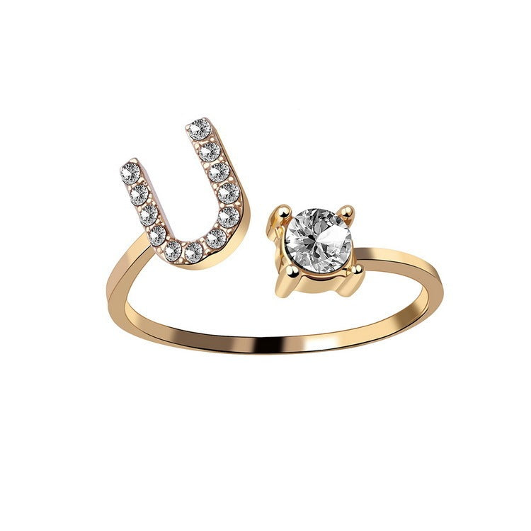 Adjustable 26 Initial Letter Ring – Simple & Elegant Fashion Jewelry for Women