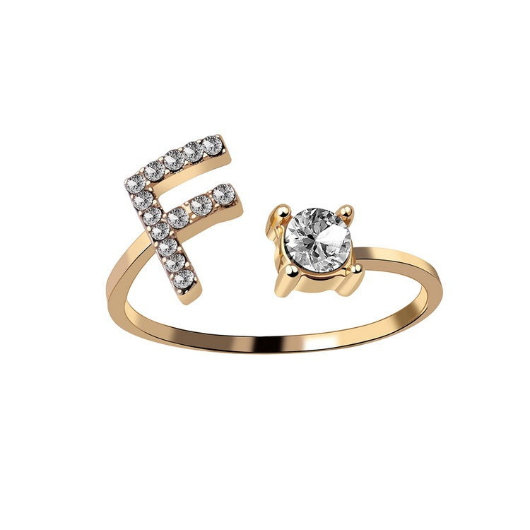 Adjustable 26 Initial Letter Ring – Simple & Elegant Fashion Jewelry for Women