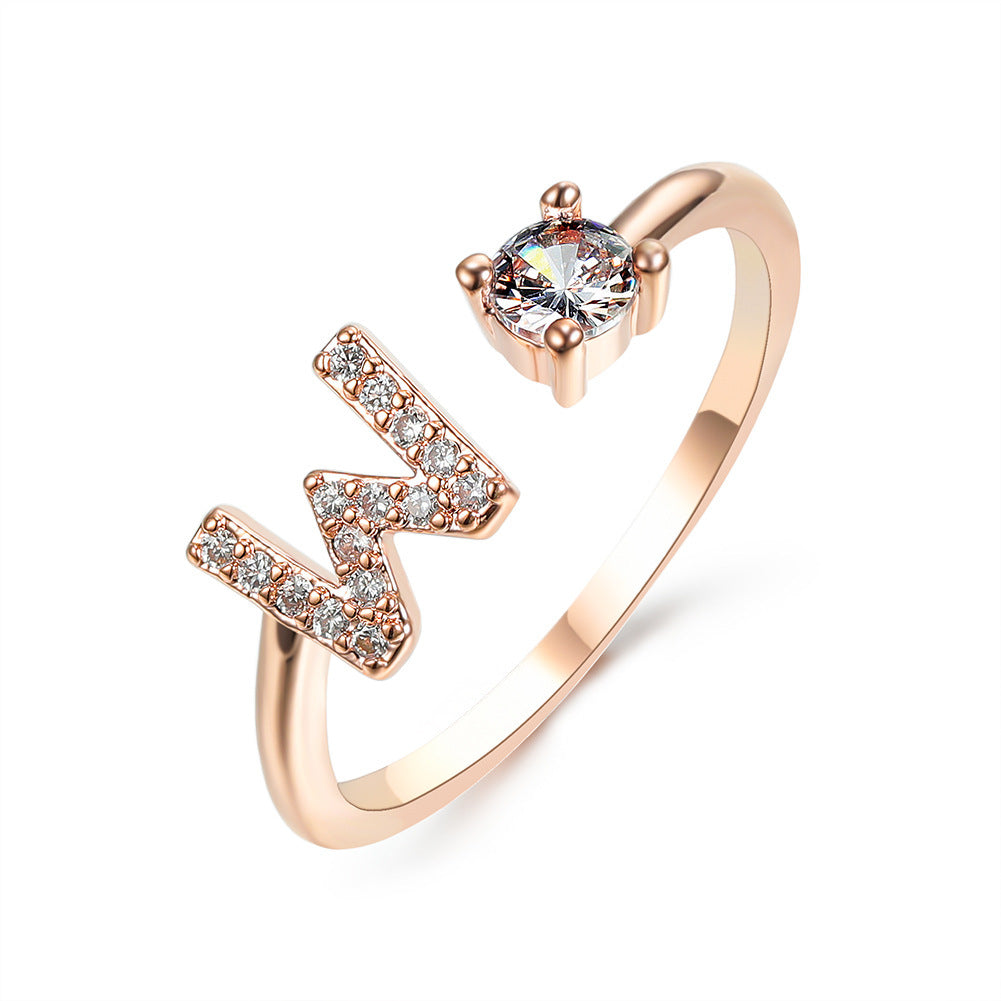 Adjustable 26 Initial Letter Ring – Simple & Elegant Fashion Jewelry for Women