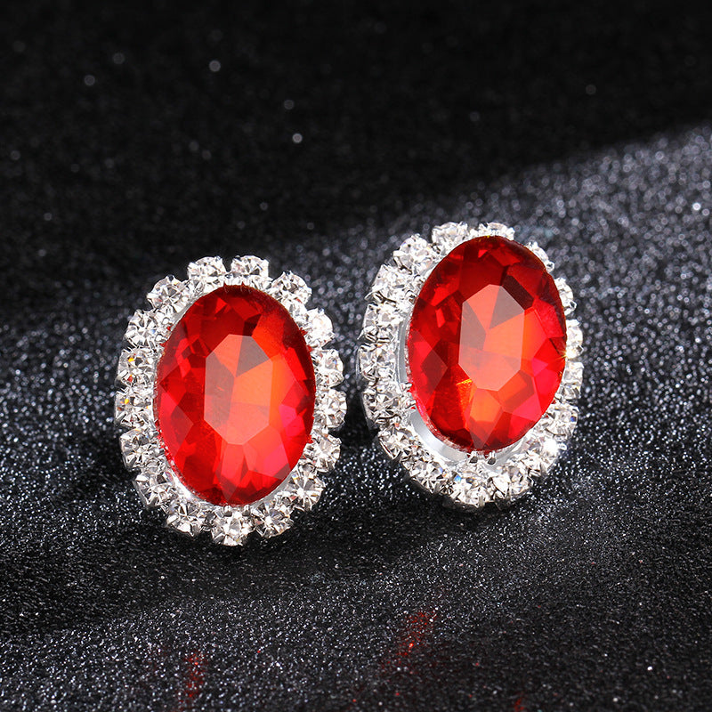 Luxury Oval Rhinestone Crystal Earrings – Elegant Shiny High-Grade Women’s Jewelry
