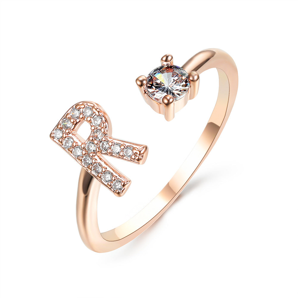 Adjustable 26 Initial Letter Ring – Simple & Elegant Fashion Jewelry for Women