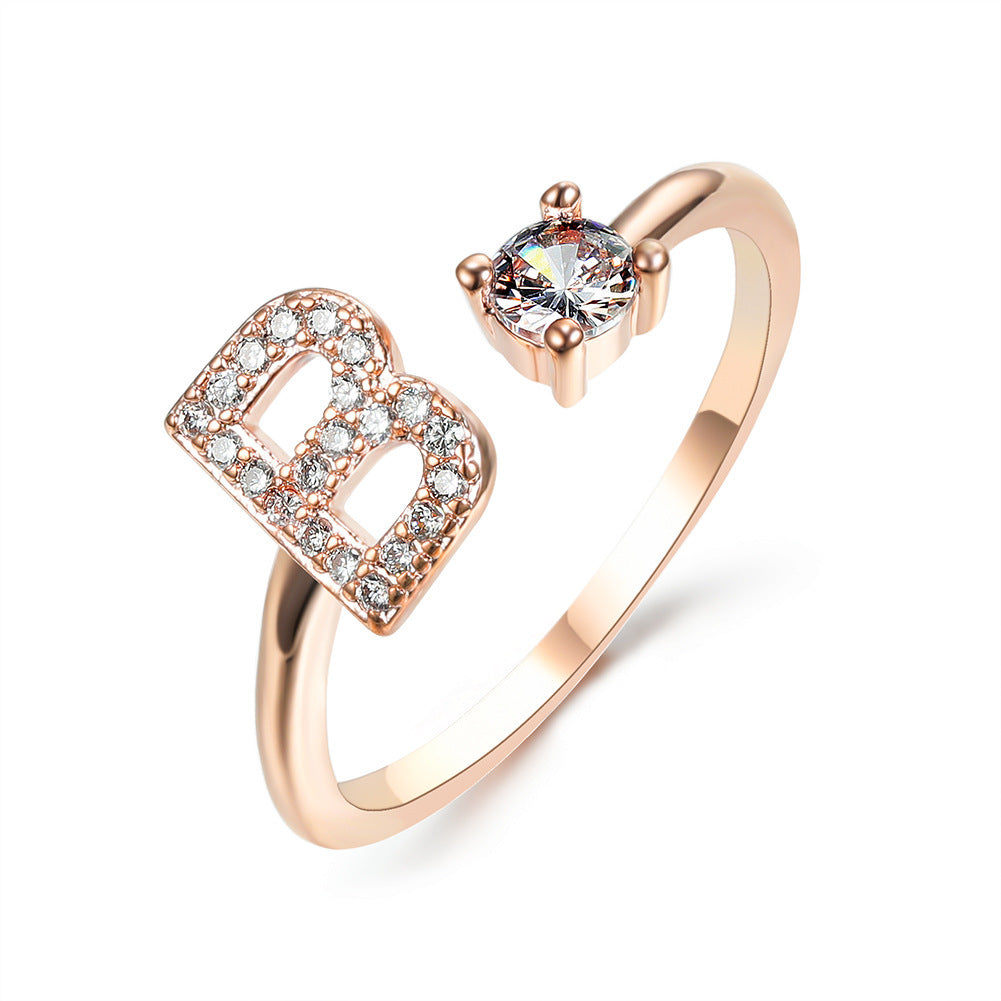 Adjustable 26 Initial Letter Ring – Simple & Elegant Fashion Jewelry for Women
