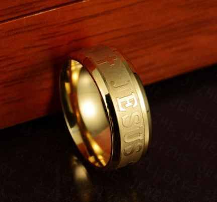 Jesus Cross Stainless Steel Ring – Religious Christian Jewelry for Men & Women