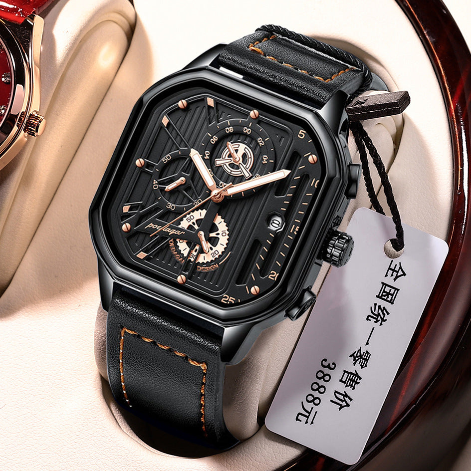 Multifunctional Men's Quartz Watch – Stylish Belt Strap Business Timepiece
