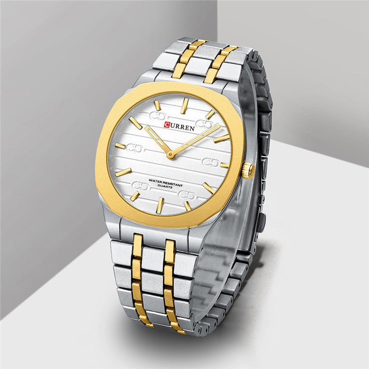 Steel Watch with Simple Calendar – Large Dial Ultra-Thin Minimalist Timepiece