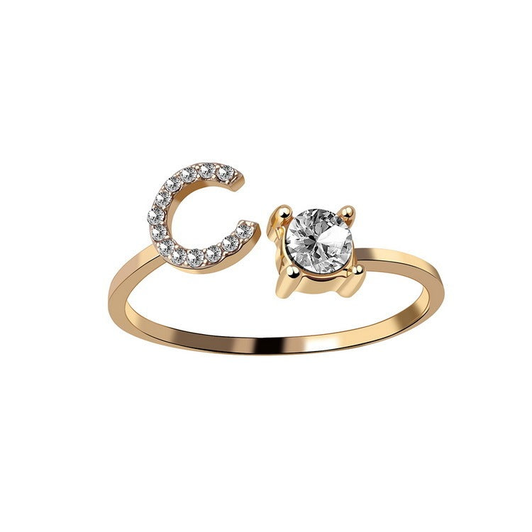 Adjustable 26 Initial Letter Ring – Simple & Elegant Fashion Jewelry for Women