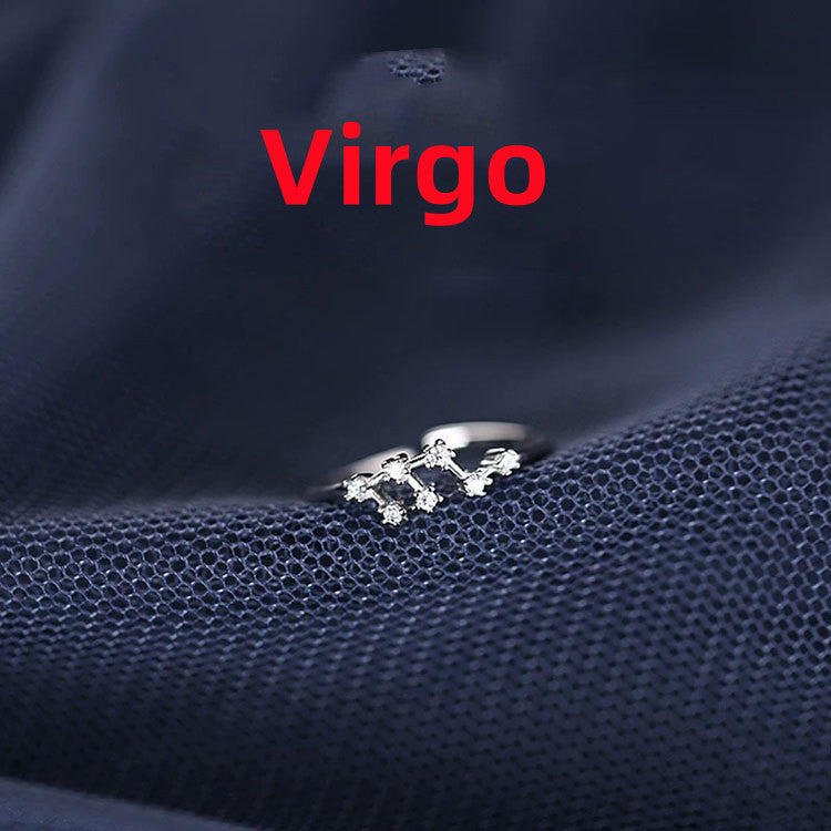 Zodiac Sign Ring – Adjustable S925 Sterling Silver Astrology Jewelry for Women & Men