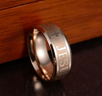 Jesus Cross Stainless Steel Ring – Religious Christian Jewelry for Men & Women