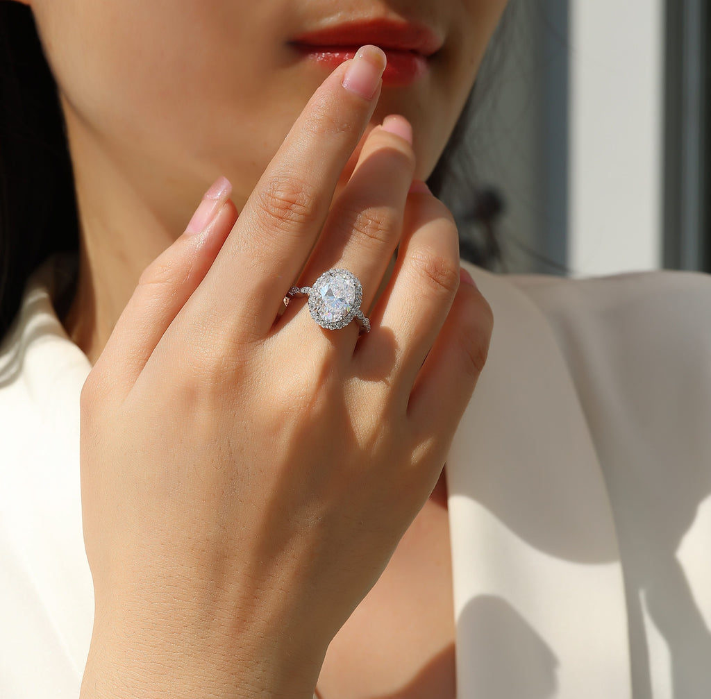 Bright Moon Moissanite Diamond Ring – S925 Sterling Silver Platinum-Plated Jewelry for Women