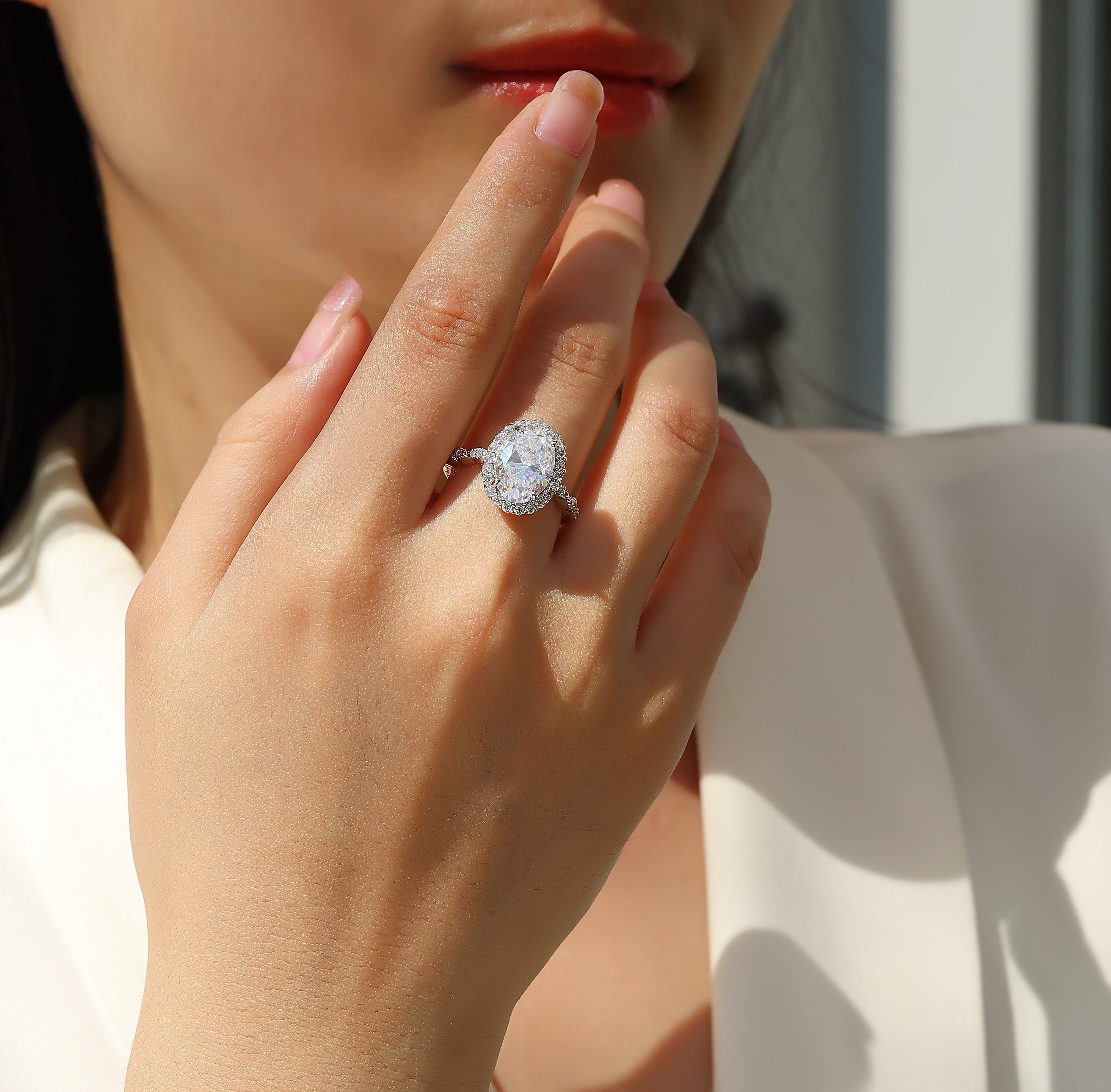 Bright Moon Moissanite Diamond Ring – S925 Sterling Silver Platinum-Plated Jewelry for Women