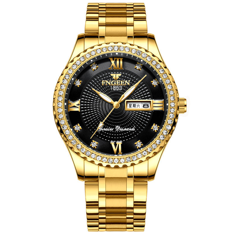 Men’s Luxury Gold Stainless Steel Luminous Quartz Watch