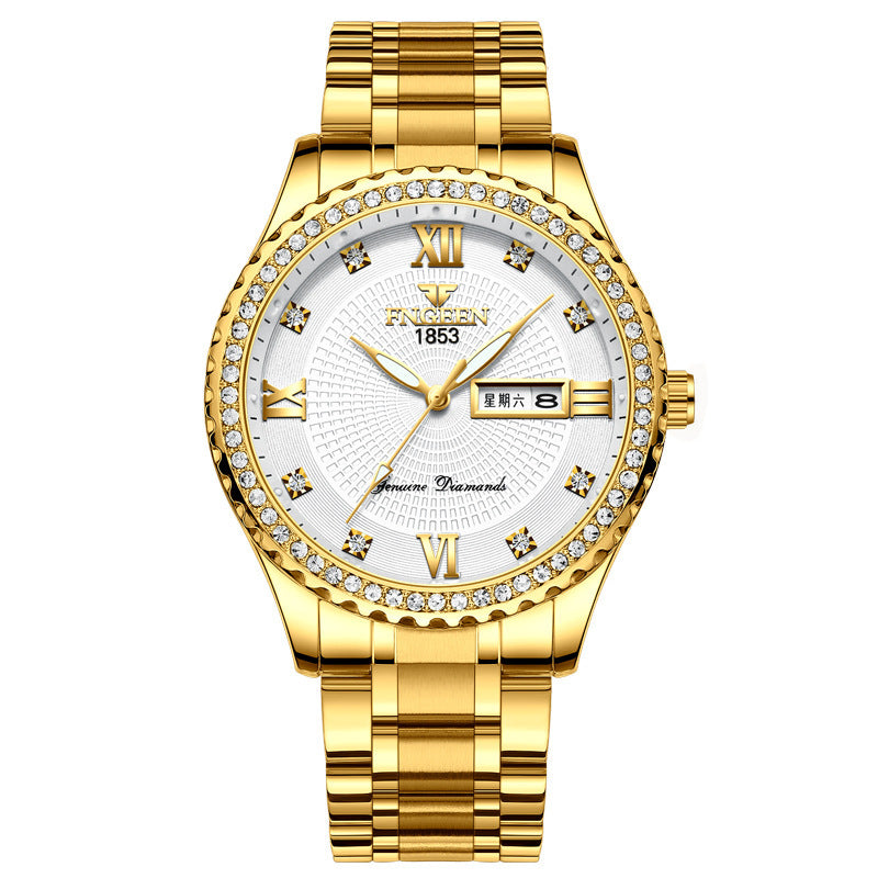 Men’s Luxury Gold Stainless Steel Luminous Quartz Watch
