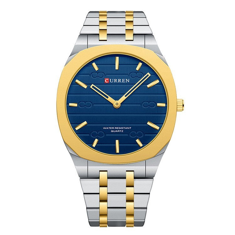 Steel Watch with Simple Calendar – Large Dial Ultra-Thin Minimalist Timepiece