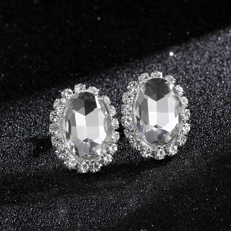 Luxury Oval Rhinestone Crystal Earrings – Elegant Shiny High-Grade Women’s Jewelry