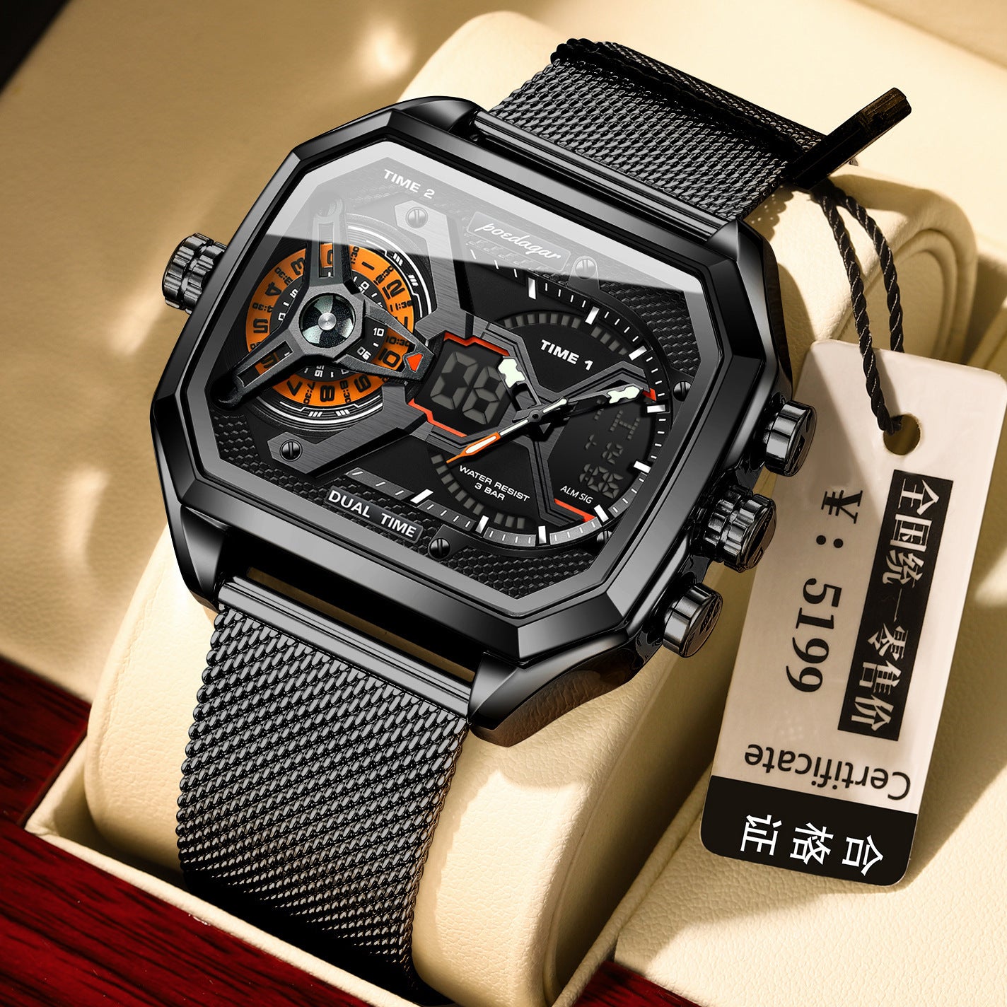 Multifunctional Waterproof Luminous Men’s Watch – Sporty Digital Timepiece