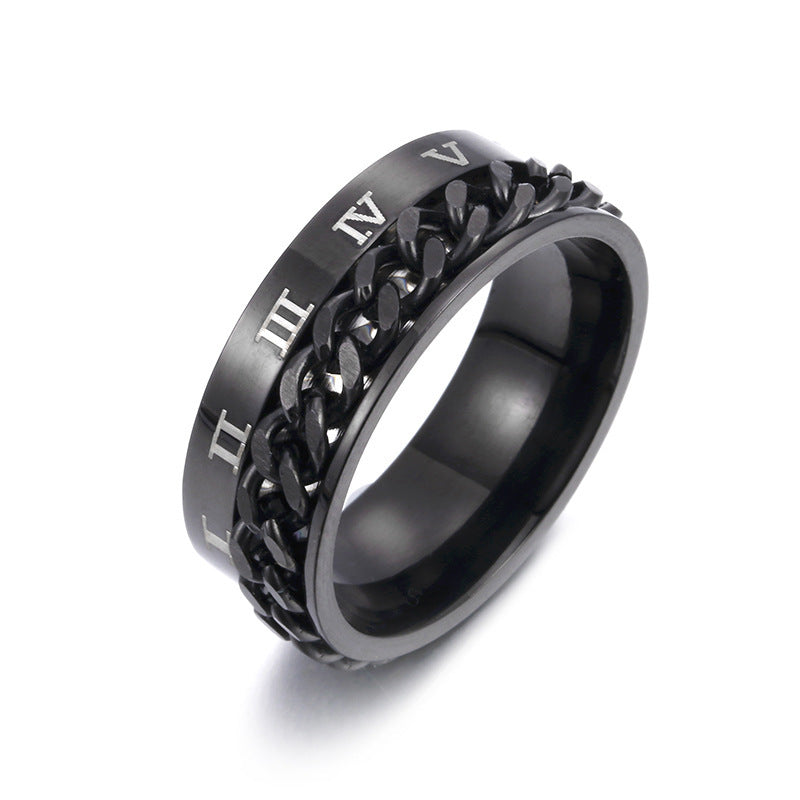 Roman Letter Rotatable Ring – Titanium Steel Digital Spinner & Bottle Opener Ring for Men & Couples