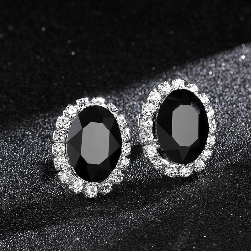 Luxury Oval Rhinestone Crystal Earrings – Elegant Shiny High-Grade Women’s Jewelry
