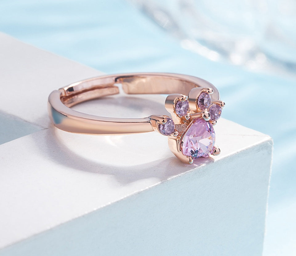 Animal Paw Ring Set – Cat, Bear & Dog Jewelry for Women