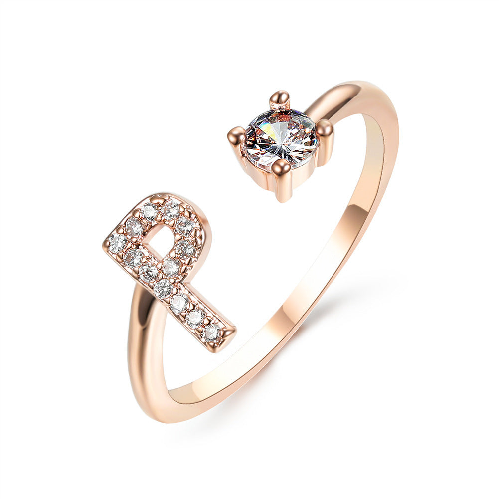 Adjustable 26 Initial Letter Ring – Simple & Elegant Fashion Jewelry for Women