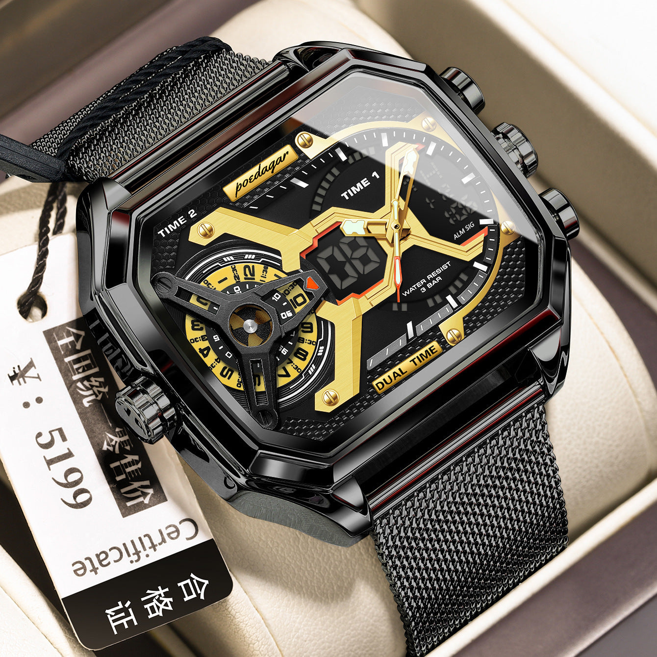 Multifunctional Waterproof Luminous Men’s Watch – Sporty Digital Timepiece