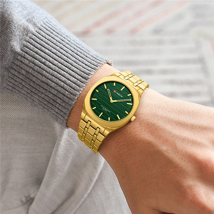 Steel Watch with Simple Calendar – Large Dial Ultra-Thin Minimalist Timepiece