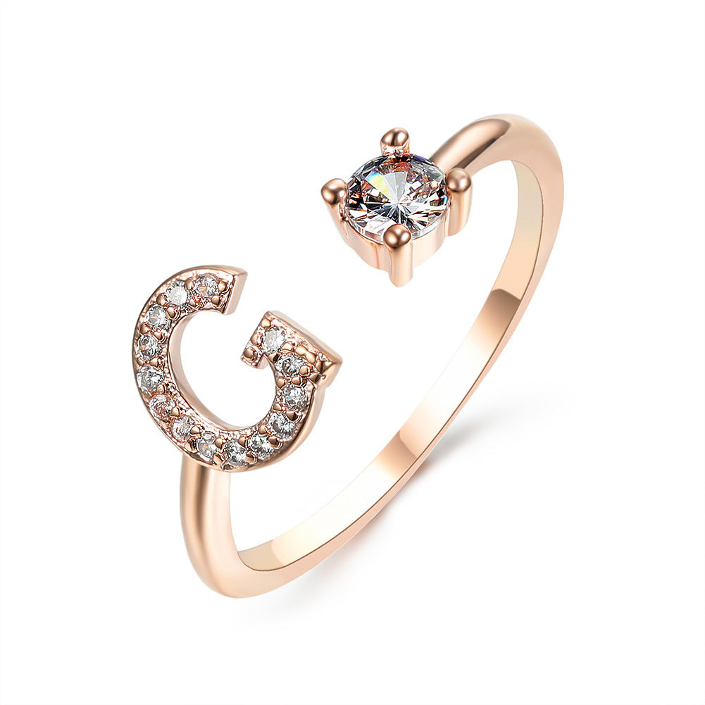 Adjustable 26 Initial Letter Ring – Simple & Elegant Fashion Jewelry for Women